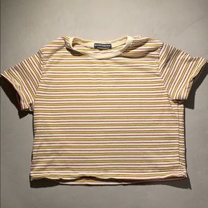 Brandy Melville Cream Yellow Red Blue Stripe Tee